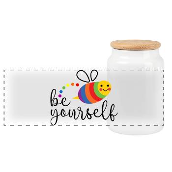 Mois de la fierté LGBTQ - Soyez vous-même - Boîte à biscuits avec couvercle en bois - blanc - Devant