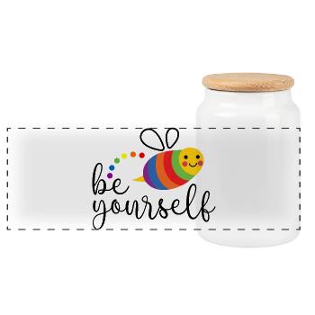 Mois de la fierté LGBTQ - Soyez vous-même - Boîte à biscuits avec couvercle en bois - blanc - Devant