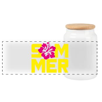 Été Hawaï Fleur Vacances Vacances Flower Power Soleil - Boîte à biscuits avec couvercle en bois - blanc - Devant