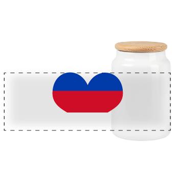 Sorabe Coeur bleu rouge blanc - Haute-Lusace - Boîte à biscuits avec couvercle en bois - blanc - Devant
