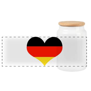 Allemagne coeur noir rouge or - Boîte à biscuits avec couvercle en bois - blanc - Devant