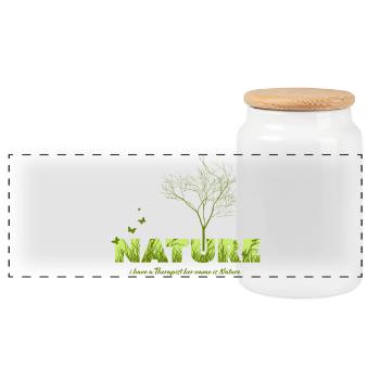 Vivid tree and nature motif for clothing - Panoramic Cookie Jar with Wooden Lid - white - Front