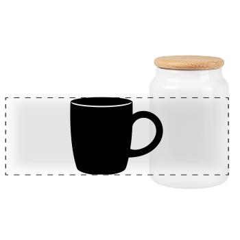 Classic Coffee Mug Silhouette - Panoramic Cookie Jar with Wooden Lid - white - Front