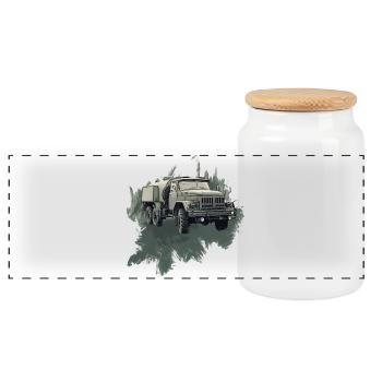ZIL 131 – Ikone der Straße - Panorama Keksdose mit Holzdeckel - Weiß - Vorne