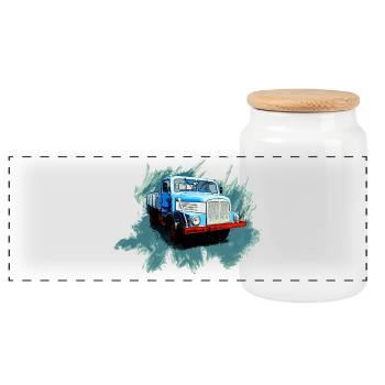 Ostkraft sur roues - Boîte à biscuits avec couvercle en bois - blanc - Devant