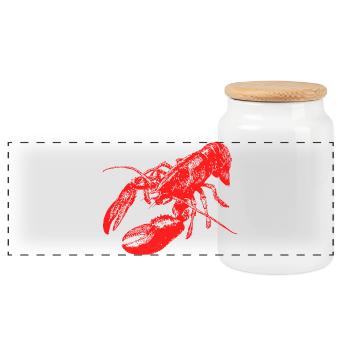 Bold Red Lobster Graphic Design - Panoramic Cookie Jar with Wooden Lid - white - Front
