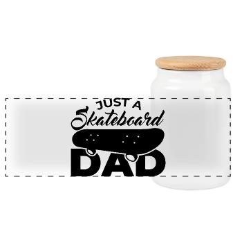 Skateboard papa - Boîte à biscuits avec couvercle en bois - blanc - Devant