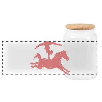 Minimalistische Pferd Reiten Silhouette Voltigiere - Panorama Keksdose mit Holzdeckel - Weiß - Vorne