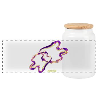 Retro Disco Blob – Neon Abstract Liquid Art - Panorama Keksdose mit Holzdeckel - Weiß - Vorne
