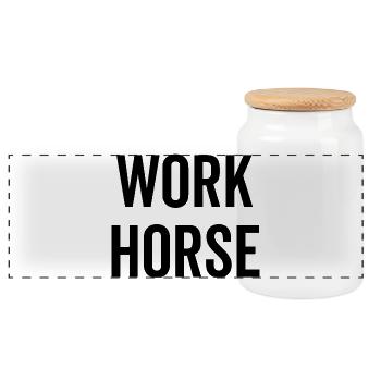 Work Horse - Panoramic Cookie Jar with Wooden Lid - white - Front