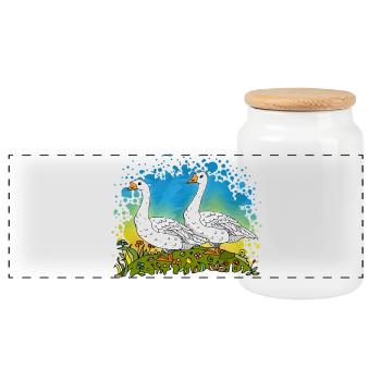 Zwei Gänse auf Green Gables - Panorama Keksdose mit Holzdeckel - Weiß - Vorne