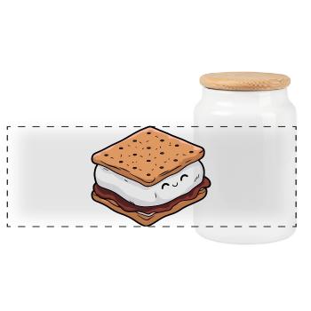 Süßes Smore - Panorama Keksdose mit Holzdeckel - Weiß - Vorne