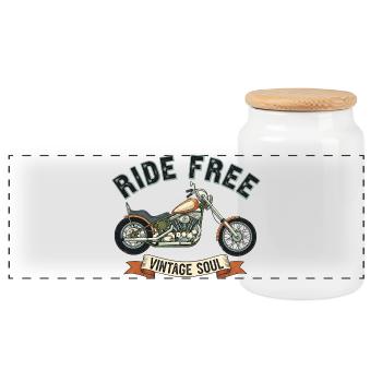 Ride free - Panorama Keksdose mit Holzdeckel - Weiß - Vorne