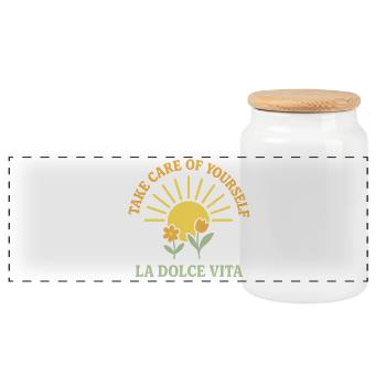 Shine Bright Grow Free - Panorama Keksdose mit Holzdeckel - Weiß - Vorne
