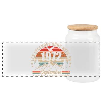 légendaire depuis septembre 1972 | septembre 1972 - Boîte à biscuits avec couvercle en bois - blanc - Devant