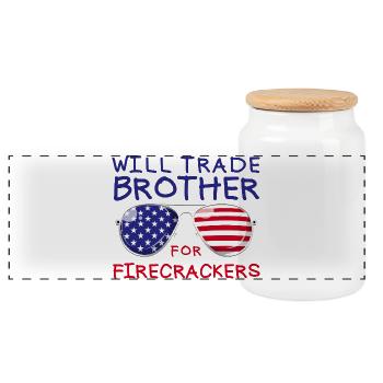 Frère d'échange pour les feux d'artifice pour les enfants le 4 juillet - Boîte à biscuits avec couvercle en bois - blanc - Devant