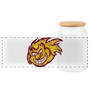 Fireball - Panoramic Cookie Jar with Wooden Lid - white - Front