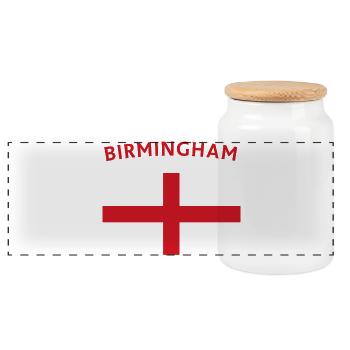 Birmingham Flag Emblem - Panoramic Cookie Jar with Wooden Lid - white - Front