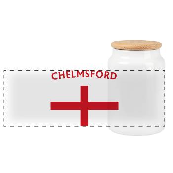 Chelsford Flag Emblem Design - Panoramic Cookie Jar with Wooden Lid - white - Front