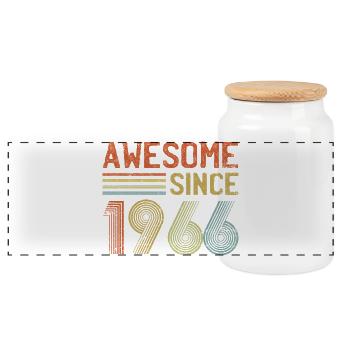 Retro 1960er Jahre Inspiriertes Typografie-Design - Panorama Keksdose mit Holzdeckel - Weiß - Vorne