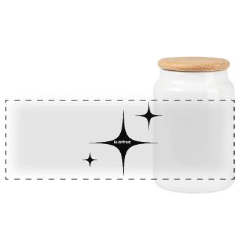 Sei anders Starburst Grafik - Panorama Keksdose mit Holzdeckel - Weiß - Vorne