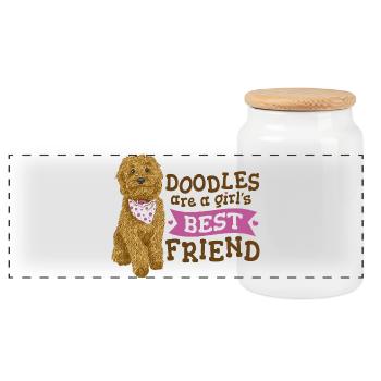 Le meilleur ami de Doodle Girl - Boîte à biscuits avec couvercle en bois - blanc - Devant