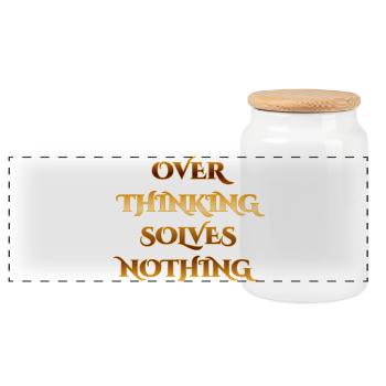 Überlegendes Zitat Gestaltung - Overthinking - Panorama Keksdose mit Holzdeckel - Weiß - Vorne