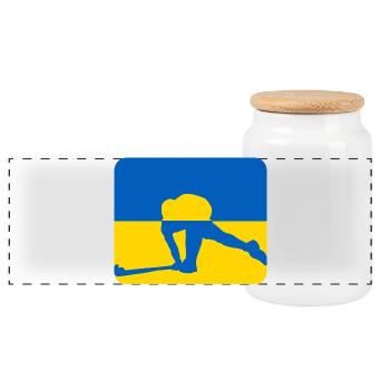 Ukraine Frieden Hockey Design - Panorama Keksdose mit Holzdeckel - Weiß - Vorne