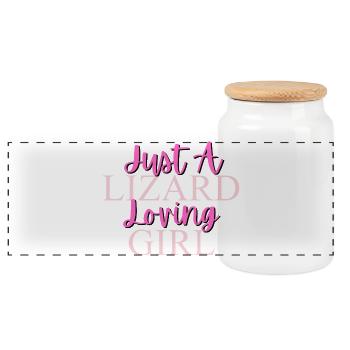 Juste un lézard aimant la fille Design - Boîte à biscuits avec couvercle en bois - blanc - Devant