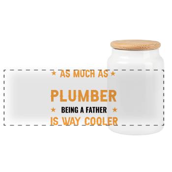 Conception humoristique de papa plombier - Boîte à biscuits avec couvercle en bois - blanc - Devant
