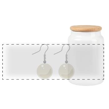 Elegant Pearl Drop Earrings - Panoramic Cookie Jar with Wooden Lid - white - Front