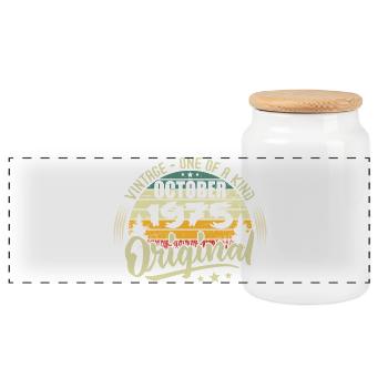 Cadeau Anniversaire Octobre 1975 - Boîte à biscuits avec couvercle en bois - blanc - Devant
