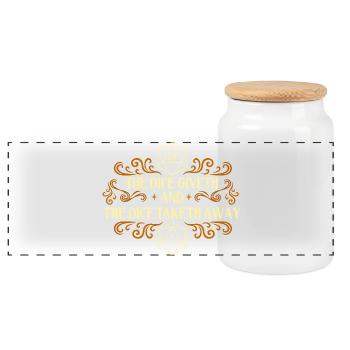 Dice Giveth And Taketh Away RPG Gamer Dice Life - Panoramic Cookie Jar with Wooden Lid - white - Front