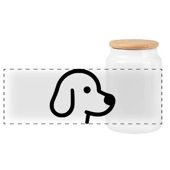 Niedlicher Hund - Umrisse, Silhouette - Panorama Keksdose mit Holzdeckel - Weiß - Vorne