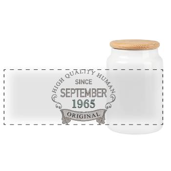 Depuis septembre 1965 - Boîte à biscuits avec couvercle en bois - blanc - Devant