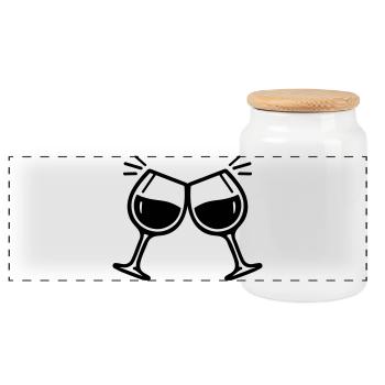 Wine glass toast cheers wine - Panoramic Cookie Jar with Wooden Lid - white - Front