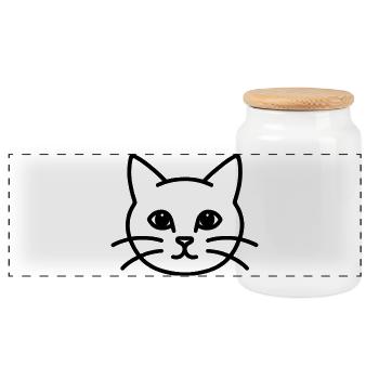Chat Chat Chat - Boîte à biscuits avec couvercle en bois - blanc - Devant