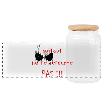 surtout_ne_te_retourne_pas - Panoramic Cookie Jar with Wooden Lid - white - Front