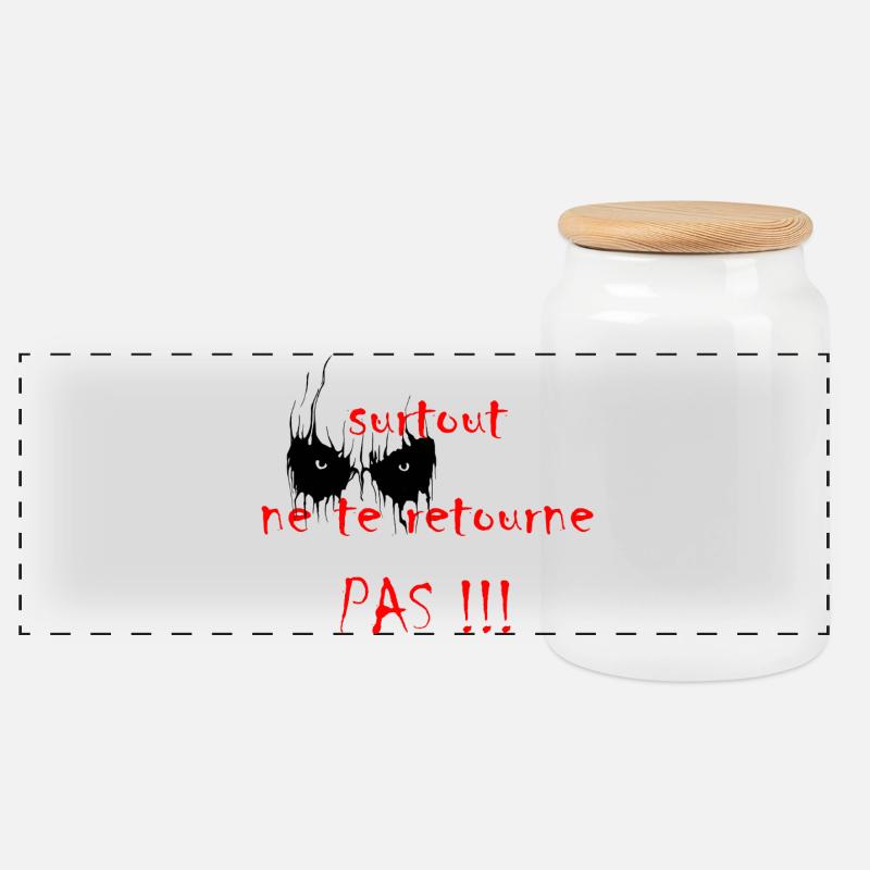 surtout_ne_te_retourne_pas - Panoramic Cookie Jar with Wooden Lid - white