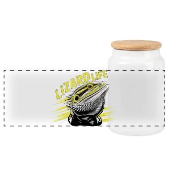 Lizard Life Graphic Tee - Panoramic Cookie Jar with Wooden Lid - white - Front