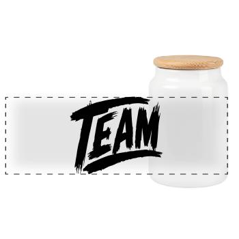 Lettrage d’équipe - Boîte à biscuits avec couvercle en bois - blanc - Devant