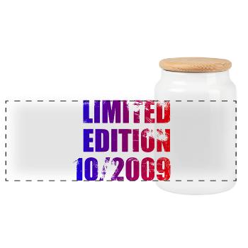 16th Birthday Limited Edition 10/2009 - Panoramic Cookie Jar with Wooden Lid - white - Front
