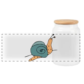 snail - Panoramic Cookie Jar with Wooden Lid - white - Front