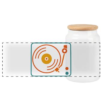 Analog Musik Vinyl Plattenspieler Retro - Panorama Keksdose mit Holzdeckel - Weiß - Vorne