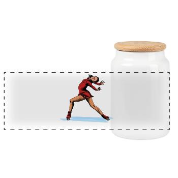 Eiskunstlauf Tänzerin Illustration - Panorama Keksdose mit Holzdeckel - Weiß - Vorne