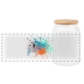 Explosion de couleurs Design inspiré de l’art - Boîte à biscuits avec couvercle en bois - blanc - Devant