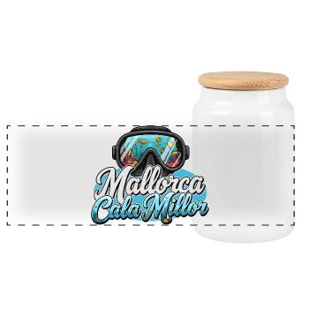 Mallorca Cala Millor Underwater Flair - Panoramic Cookie Jar with Wooden Lid - white - Front