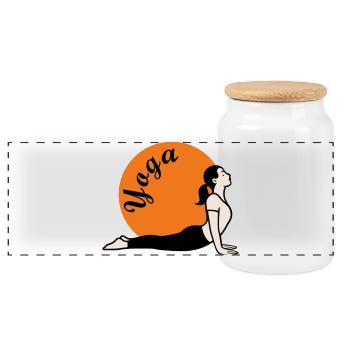 Yoga Love - Panorama Keksdose mit Holzdeckel - Weiß - Vorne