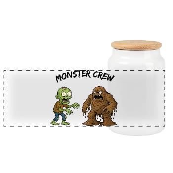 Duo de zombies et de monstres de boue - Boîte à biscuits avec couvercle en bois - blanc - Devant