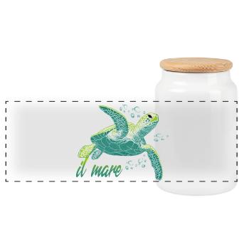 Il mare - Tortue de mer Océan - Boîte à biscuits avec couvercle en bois - blanc - Devant